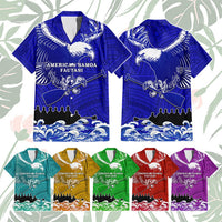 Custom American Samoa Fautasi Race Hawaiian Shirt Eagle With Polynesian Pattern