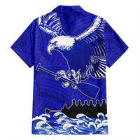 Custom American Samoa Fautasi Race Hawaiian Shirt Eagle With Polynesian Pattern