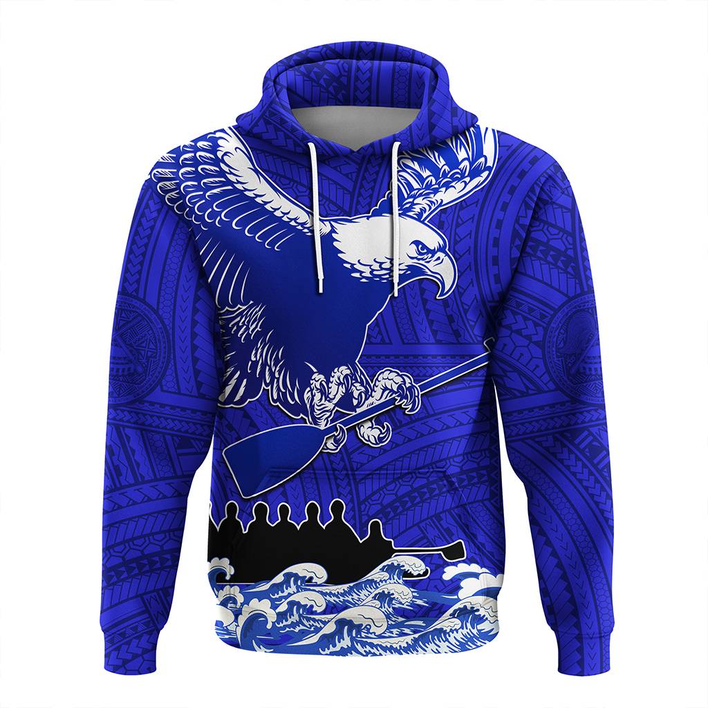 Custom American Samoa Fautasi Race Hoodie Eagle With Polynesian Pattern