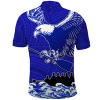 Custom American Samoa Fautasi Race Polo Shirt Eagle With Polynesian Pattern