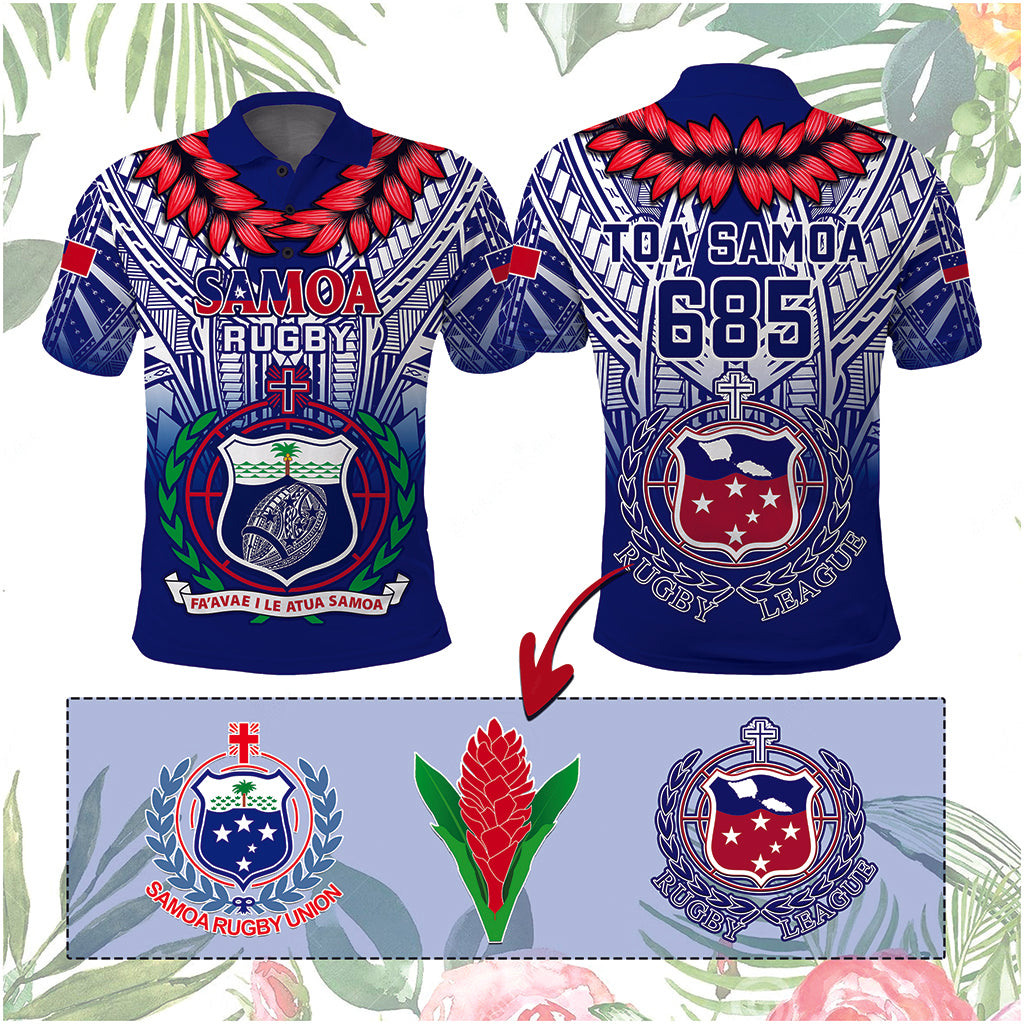 Custom Samoa Rugby Polo Shirt Custom Text And Number With Toa Samoa, Manu Samoa And Manu Samoa 7s Logo - Polynesian Pride