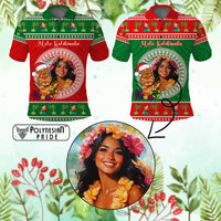 Custom Photo Aloha Hawaii Christmas Polo Shirt Tiki Santa Mele Kalikimaka