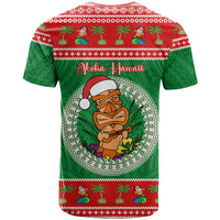 Custom Photo Aloha Hawaii Christmas T Shirt Tiki Santa Mele Kalikimaka