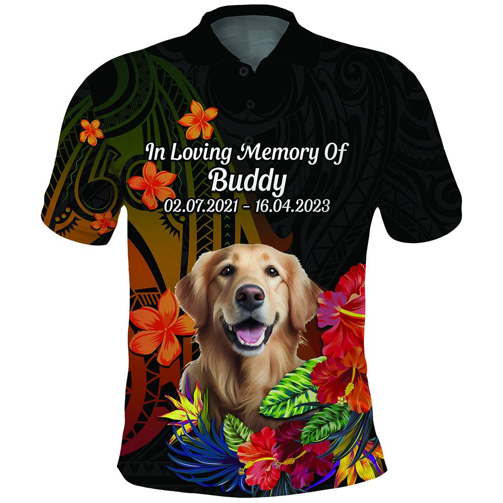 Custom Photo In Loving Memory Polo Shirt Polynesian Memorial Gift For Family And Pet Lovers