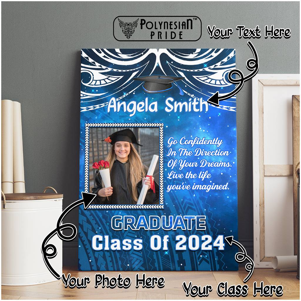 Custom Photo Polynesia Graduation Canvas Wall Art Year Of Class Galaxy Vibes CTM14 Without Frame Multicolor - Polynesian Pride