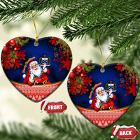 Custom Polynesian Ceramic Ornament Happy Santa Claus With Coat Of Arms