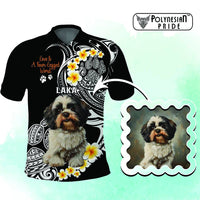 Custom Photo Happy International Dog Day Polo Shirt Tropical Flowers With Polynesian Pattern