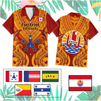 Custom French Polynesia Hawaiian Shirt Five Groups Of Islands Flag Plumeria Polynesian Tribal