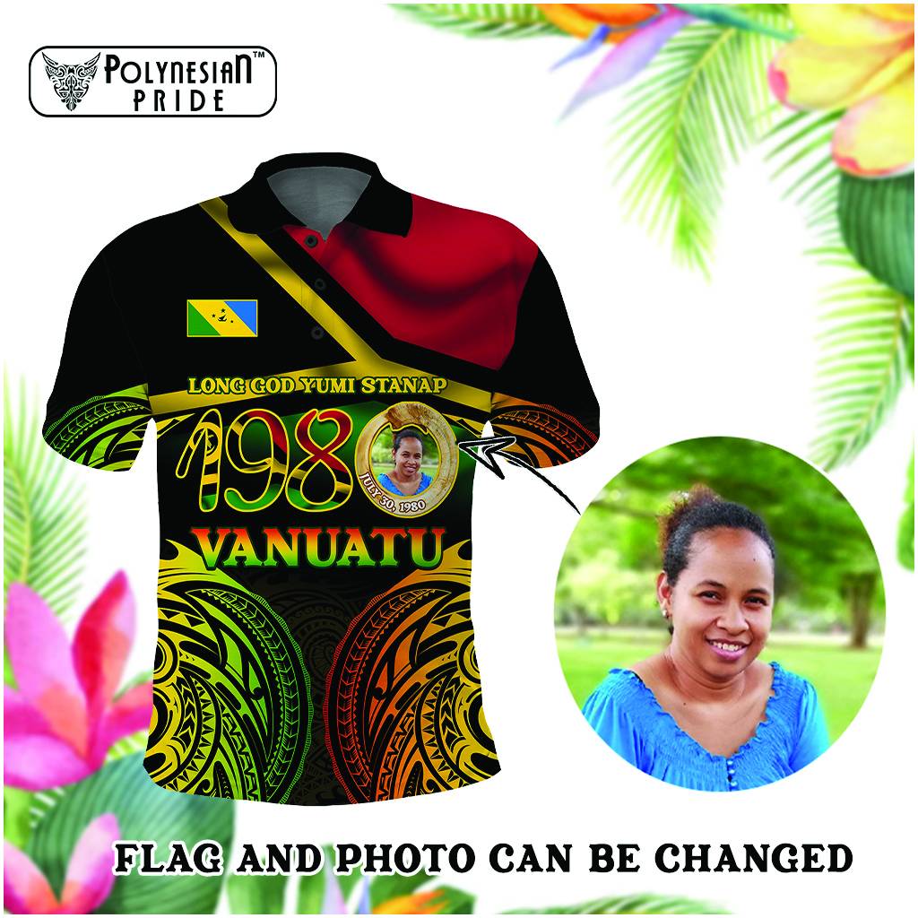 Custom Photo Vanuatu 1980 Polo Shirt Yumi Yumi Yumi Independence Anniversary