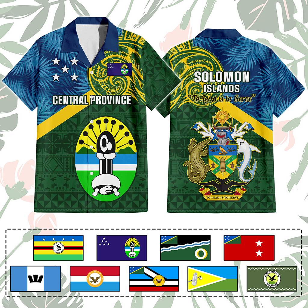Custom Solomon Islands Provinces Hawaiian Shirt Coat Of Arms With Flag Unique Version