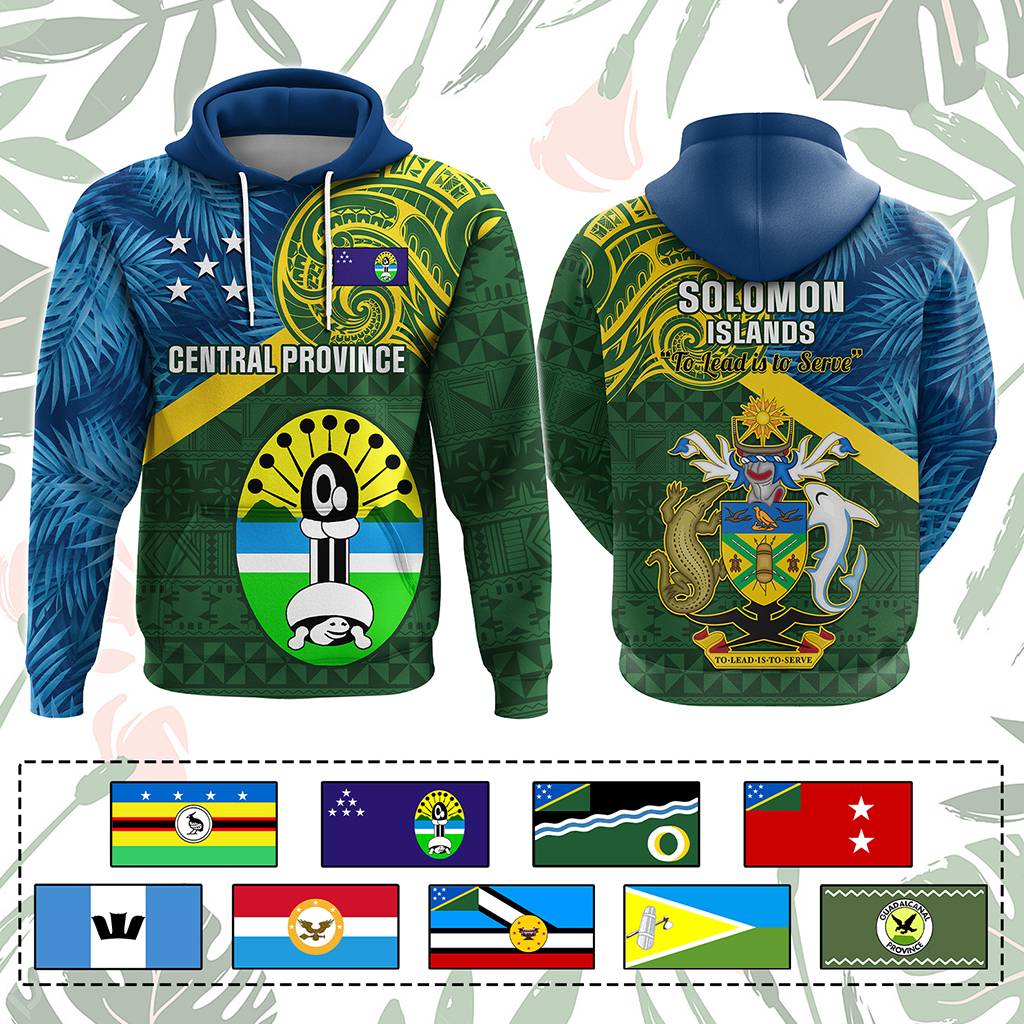Custom Solomon Islands Provinces Hoodie Coat Of Arms With Flag Unique Version