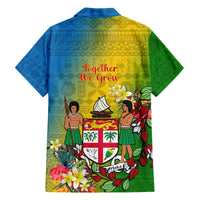 Custom Photo Malampa Fiji Day Hawaiian Shirt Together We Grow Coat Of Arms Tropical Flowers - Polynesian Pride