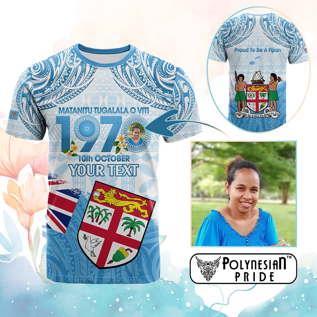 Custom Photo Fiji Day 1970 T Shirt Proud To Be A Fijian Tapa Pattern