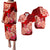 Polynesian Matching Couple Outfit Floral Tribal Puletasi Dress and Hawaiian Shirt Red LT9 - Polynesian Pride