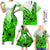 Green Hawaii Family Matching Outfits Short Sleeve Bodycon Dress And Hawaiian Shirt Polynesian Shark Tattoo LT14
