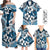Polynesia Family Matching Outfits Off Shoulder Maxi Dress And Hawaiian Shirt Fiji Patterns Blue LT14 - Polynesian Pride