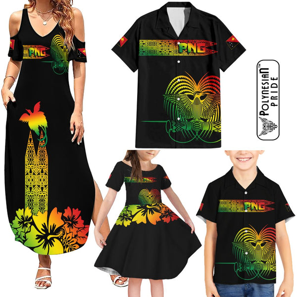 Hawaii Family Matching Outfits Polynesia Summer Maxi Dress And Shirt Family Set Clothes Plumeria Reggae Curves LT7