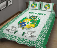 Personalised Tonga Quilt Bed with Coat of Arm Green Style LT9 Style 2 - Polynesian Pride