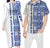 Blue And White Matching Outfit For Couples Hawaii Polynesian Tribal Bodycon Dress And Hawaii Shirt - Polynesian Pride