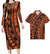 Polynesian Pride Matching Hawaiian Clothes For Couples Polynesian Tribal Orange Black Bodycon Dress And Hawaii Shirt - Polynesian Pride