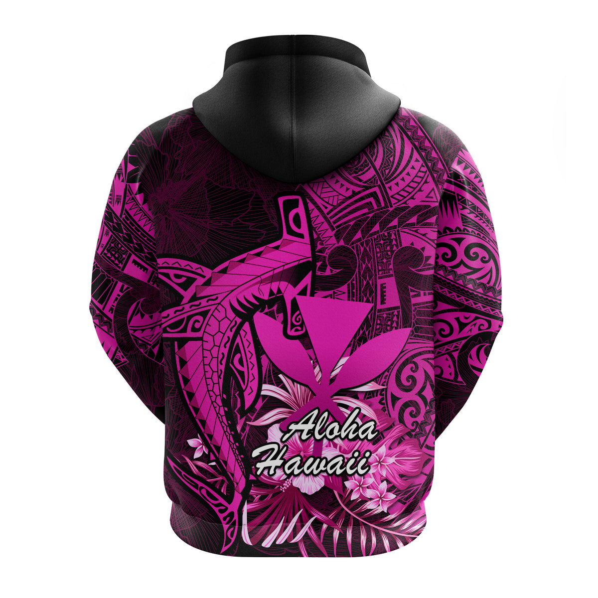 Hawaii Islands Hoodie Maui Map Hawaiian Shark With Tropical Flowers LT14 - Polynesian Pride