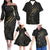 Black Family Matching Outfits Hawaii Polynesian Tribal Off Shoulder Long Sleeve Dress And Shirt Family Set Clothes