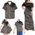 Black Hawaii Family Matching Outfit Samoan Polynesian Tribal Flowers Half Off Shoulder Long Sleeve Dress And Shirt - Polynesian Pride