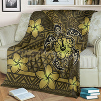 Hawaii Mix Polynesian Turtle Plumeria Premium Blankets Yellow - Polynesian Pride