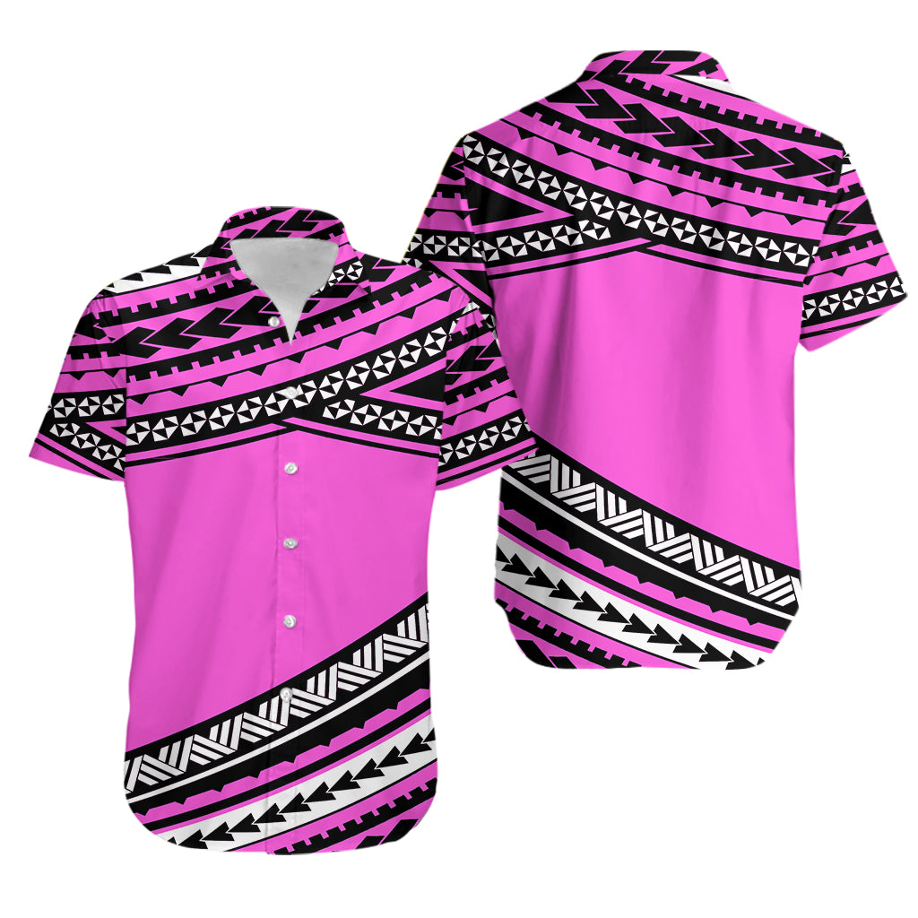 Polynesian Couples Matching Outfits Combo Long Sleeve Dress Simple Pink LT6 - Polynesian Pride