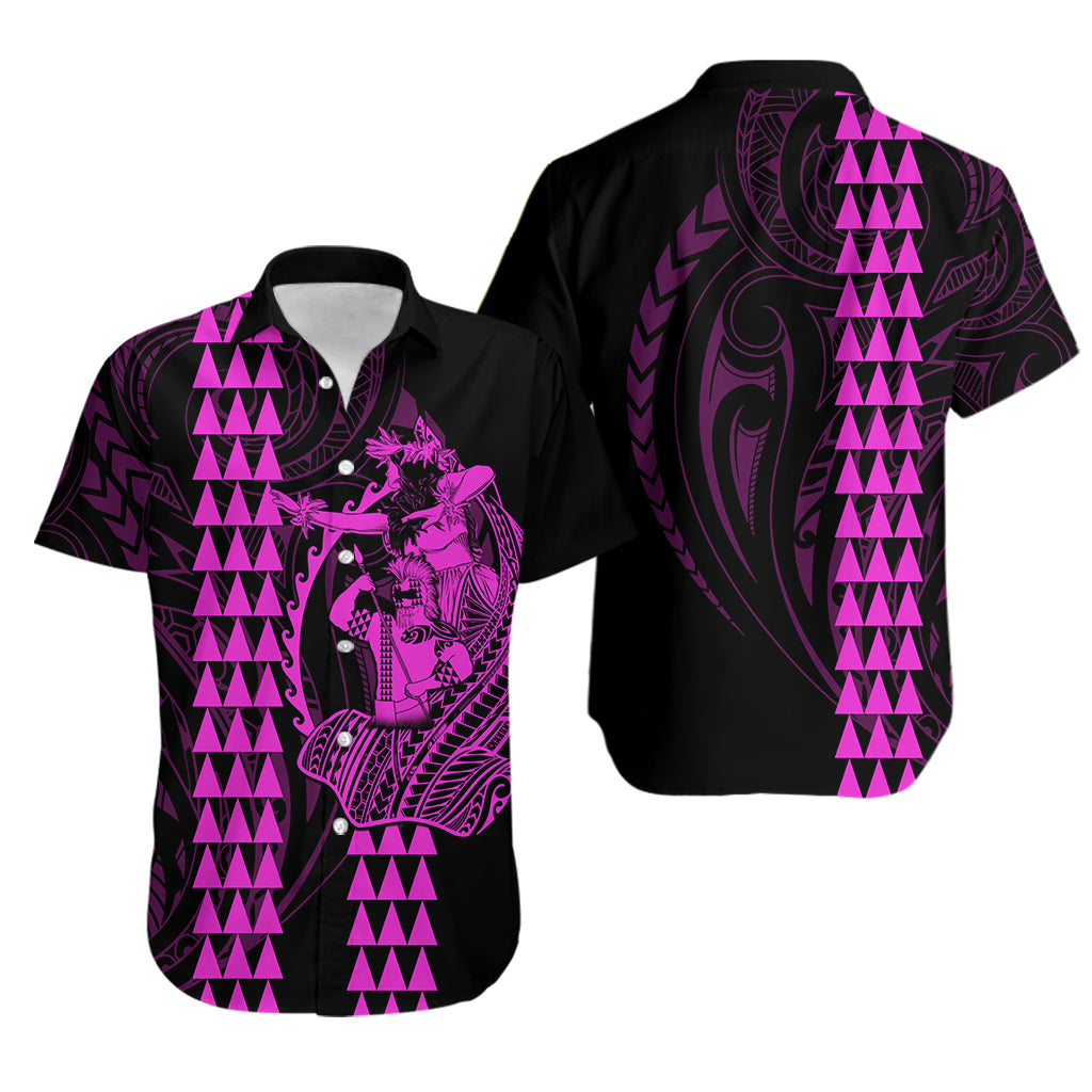 Polynesian Couples Matching Outfits Long Sleeve Dress And Long Sleeve Button Shirt Hawaiian Warrior and Aloha Girl With Hammerhead Shark Tattoos Purple LT6 - Polynesian Pride