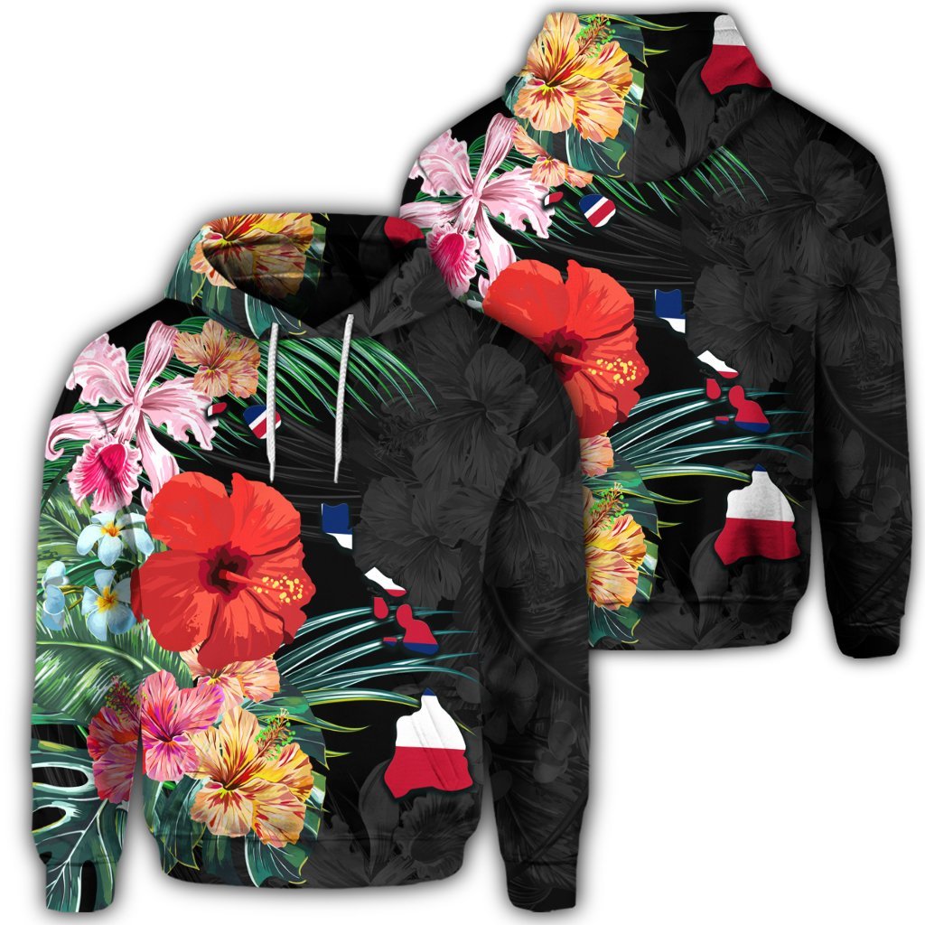 Hawaiian Map Hawaii Flag Hibiscus Polynesian Zip Hoodie