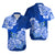 Polynesian Matching Couple Outfit Floral Tribal Puletasi Dress and Hawaiian Shirt Blue LT9 - Polynesian Pride