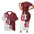 Hawaii Matching Outfit For Couples Red Hibiscus Polynesian Tribal Bodycon Dress And Hawaii Shirt - Polynesian Pride