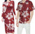 Red Matching Outfit For Couples Hibiscus Flowers Hawaii Polynesian Tribal Bodycon Dress And Hawaii Shirt - Polynesian Pride