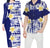 Blue Matching Outfit For Couples Plumeria Flowers Hawaii Bodycon Dress And Hawaii Shirt - Polynesian Pride