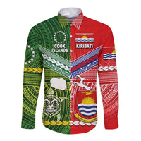 (Custom Personalised) Kiribati And Cook Islands Hawaii Long Sleeve Button Shirt Together LT8 - Polynesian Pride