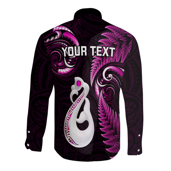 Personalised New Zealand Off Shoulder Sweater Aotearoa Silver Fern With Manaia Maori Unique Pink LT14 main image 0