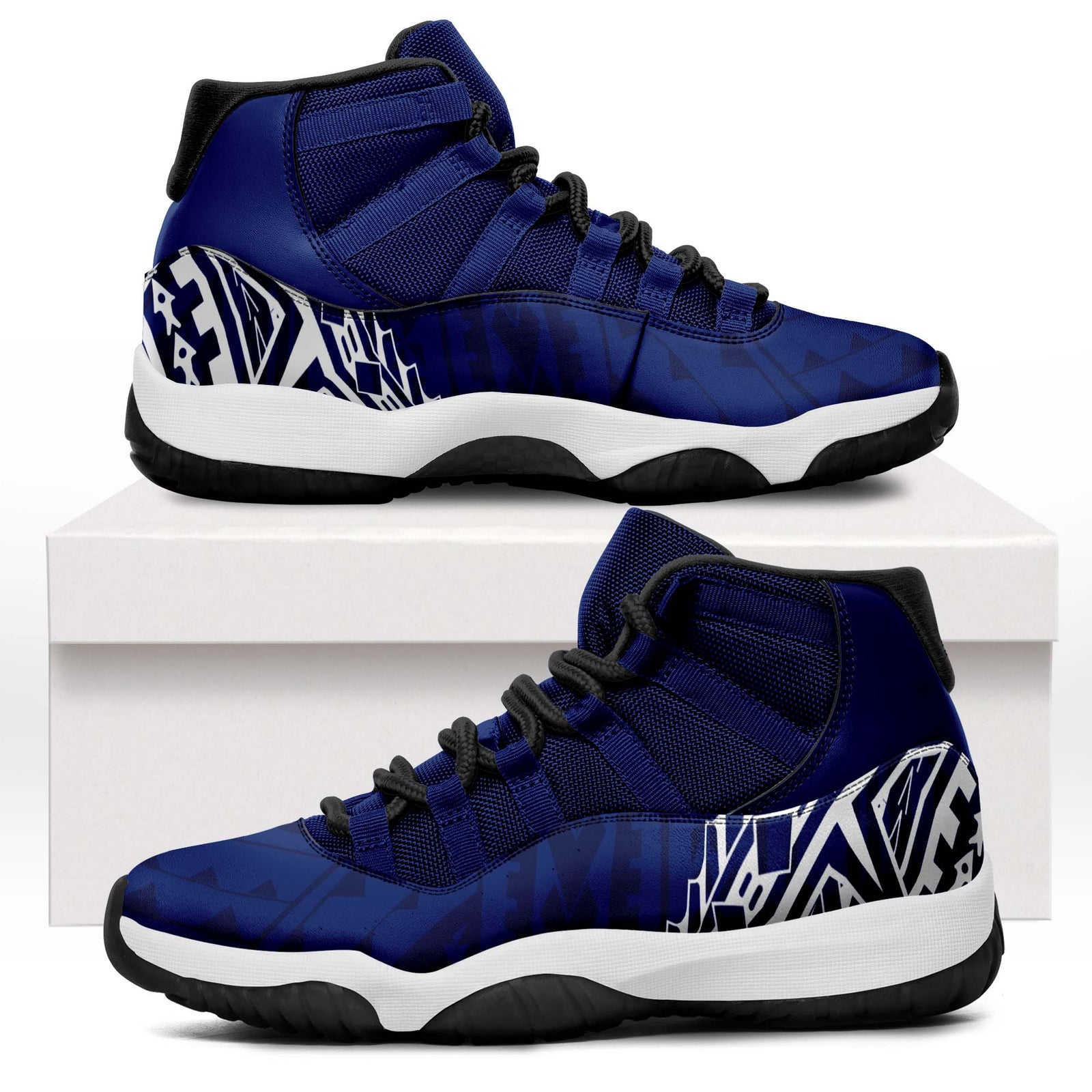 Polynesian J11 Sneakers Plain Blue Pattern LT7