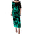 Polynesian Couple Outfits Plumeria Flowers Puletasi Dress and Hawaiian Shirt Polynesian Tribal Aqua Vibe LT9 - Polynesian Pride