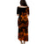 Polynesian Couple Outfits Plumeria Flowers Puletasi Dress and Hawaiian Shirt Polynesian Tribal Gold Vibe LT9 - Polynesian Pride