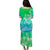 Polynesian Couple Outfits Plumeria Flowers Puletasi Dress and Hawaiian Shirt Polynesian Tribal Gradient Green LT9 - Polynesian Pride