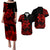 Polynesian Couple Outfits Plumeria Flowers Puletasi Dress and Hawaiian Shirt Polynesian Tribal Red Vibe LT9 Red - Polynesian Pride