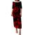 Polynesian Couple Outfits Plumeria Flowers Puletasi Dress and Hawaiian Shirt Polynesian Tribal Red Vibe LT9 - Polynesian Pride