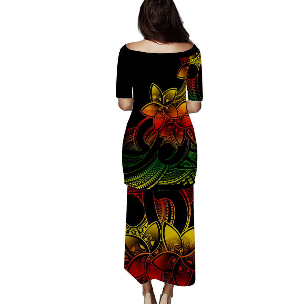 Polynesian Pride Plumeria Flowers Puletasi Dress Polynesian Tribal Reggae Vibe LT9 - Polynesian Pride