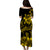 Polynesian Couple Outfits Plumeria Flowers Puletasi Dress and Hawaiian Shirt Polynesian Tribal Yellow Vibe LT9 - Polynesian Pride