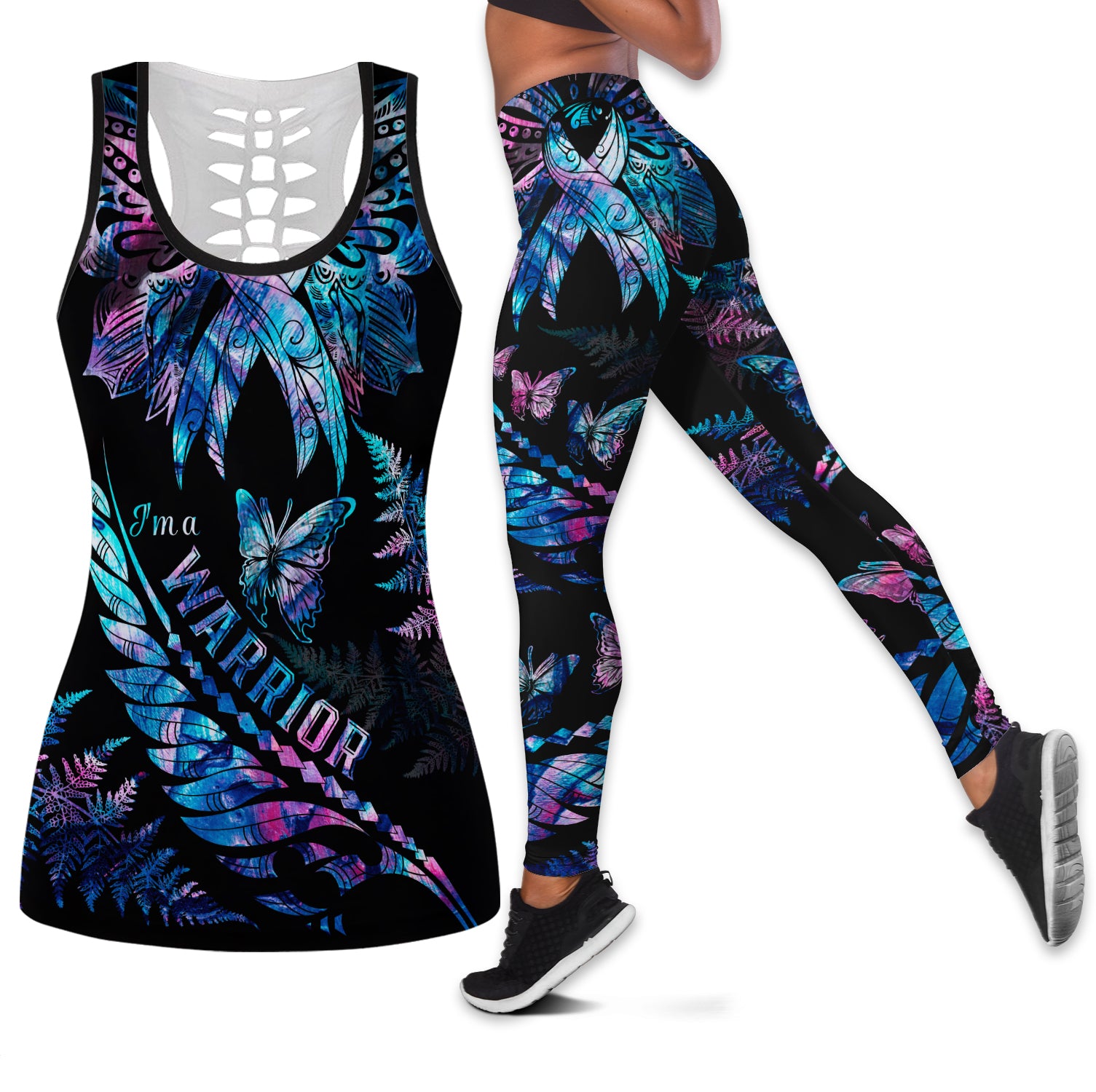 polynesia-ribbon-butterflies-hollow-tank-top-and-leggings-silver-fern-breast-cancer-with-papua-shell-pattern