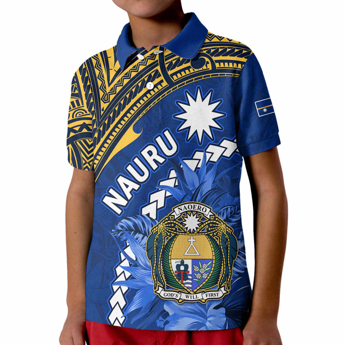 Nauru Coat of Arms Polo Shirt Polynesian With Frigatebird LT9