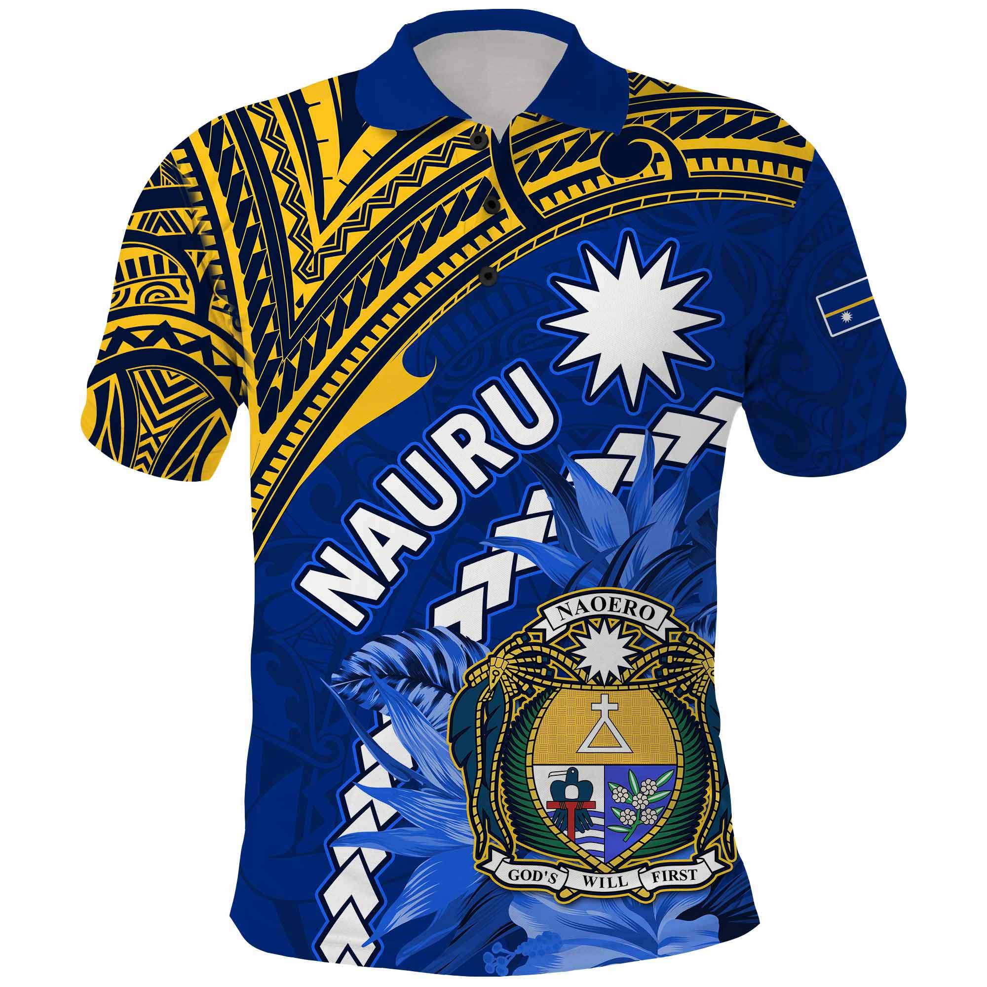 Nauru Coat of Arms Polo Shirt Polynesian With Frigatebird LT9