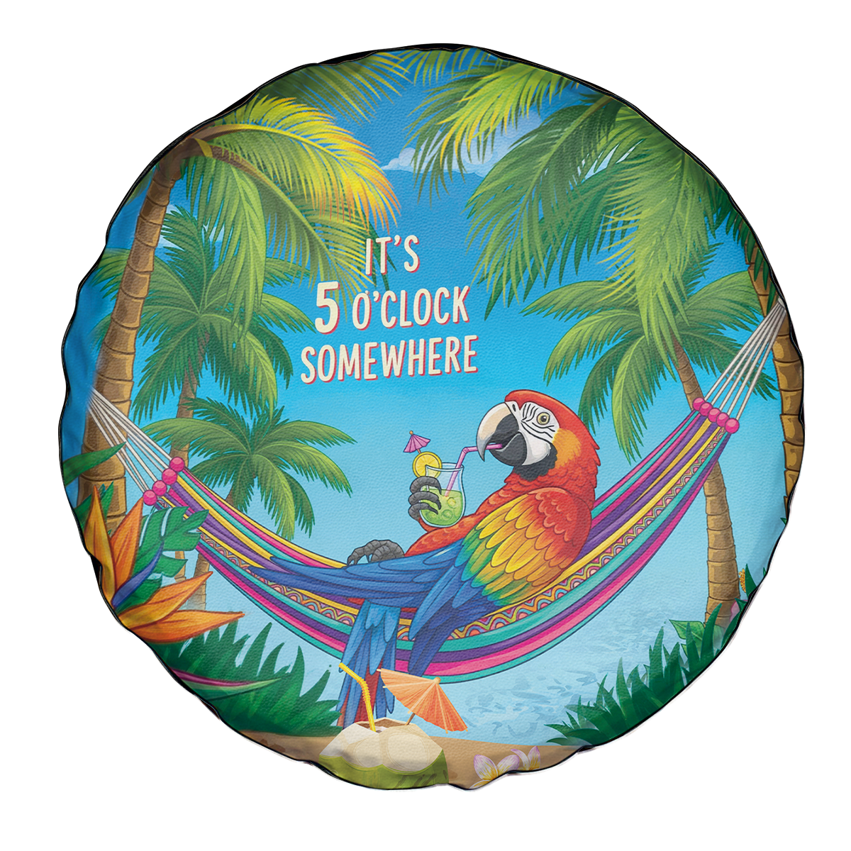 Hawaii Parrots Cocktail Summer Beach Vibe – Spare Tire Cover – LT9 - Polynesian Pride