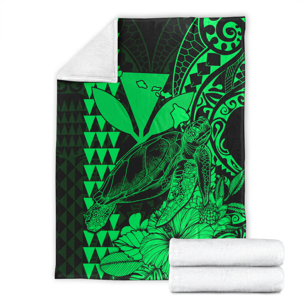 Hawaii Sea Turtle Blanket Polynesia Kakau with Kanaka Maoli Green LT9 - Polynesian Pride